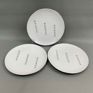 Bavaria Schumann Arzberg Germany Dinner Plates Floral Stars Gold Trim Lot of 3
